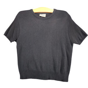 Sycamore Women's Knit Sweater Black Medium Short Sleeve Crew Neck Vintage